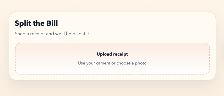 Split the Bill app interface